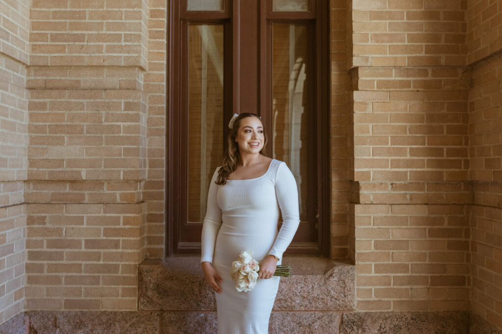 Bride at her Downtown Houston Elopement.